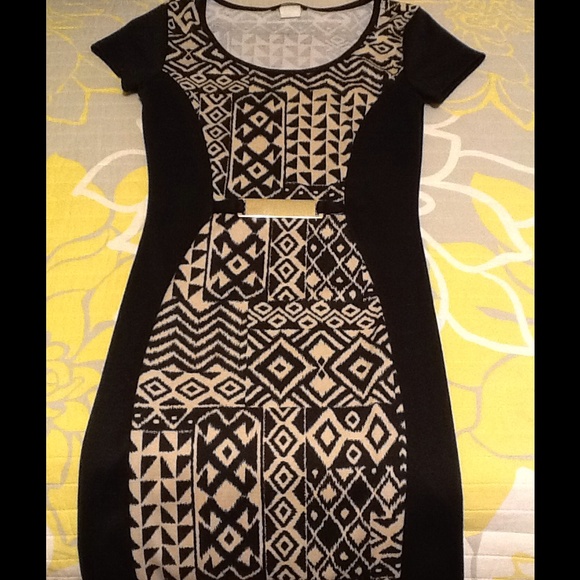 Black and Tan Midi Dress