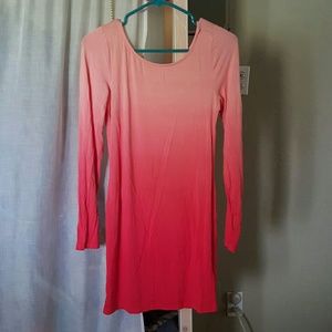 Pink to orange long sleeve dress