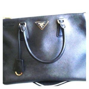 Prada Saffiano Double Zip Tote Black