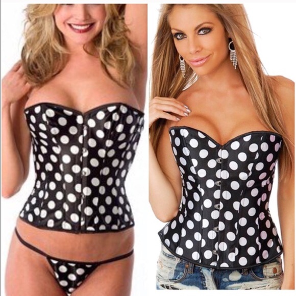 Black and white polka dot corset Top! NWTs! - Picture 3 of 8