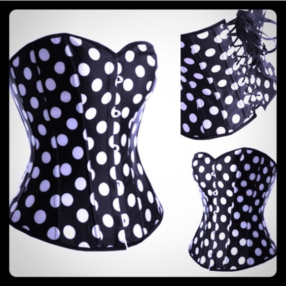 Black and white polka dot corset Top! NWTs! - Picture 4 of 8