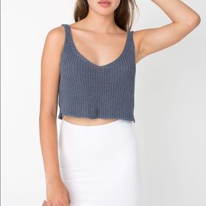 Blue knit crop tank