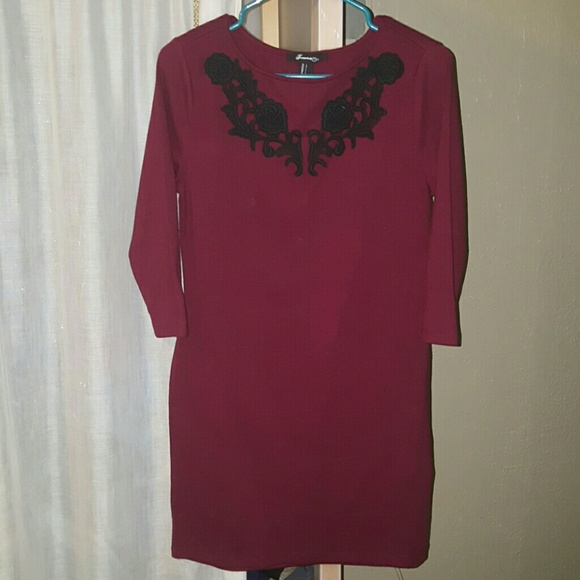 Ruby red cute winter dress thick