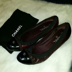 Authentic CHANEL ribbon flats