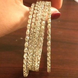 3 Piece Cubic Zirconia/ Silver Bracelets