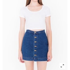 Medium wash indigo button down skirt
