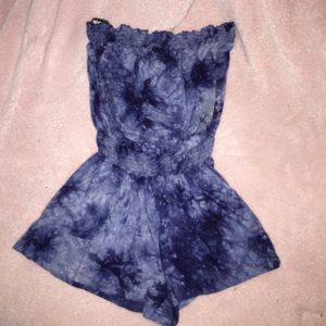 Blue tyedye strapless romper