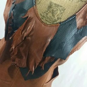 Black/Brown Distresses Leather Vest (XL)
