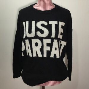 ZARA Juste Parfait Knit Sweater Black MEDIUM