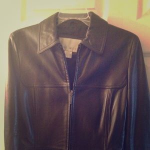 Genuine black leather Nine West Jacket
