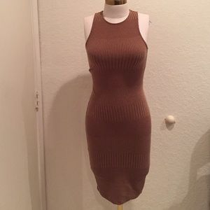 Taupe/Khaki Knit Midi Dress