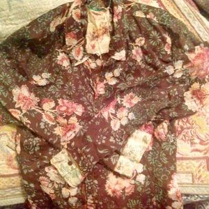 JOHNNY WAS Silky Floral Button-Down Blouse