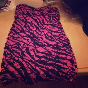 Pink and black tube top dress