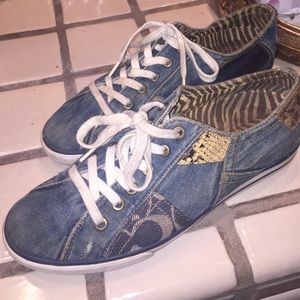 Coach sneakers with unique denim design
