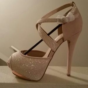 Blush/Cream color Glitter Platform Sandals