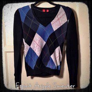 Small Blue and Grey Espirit Argyle Sweater