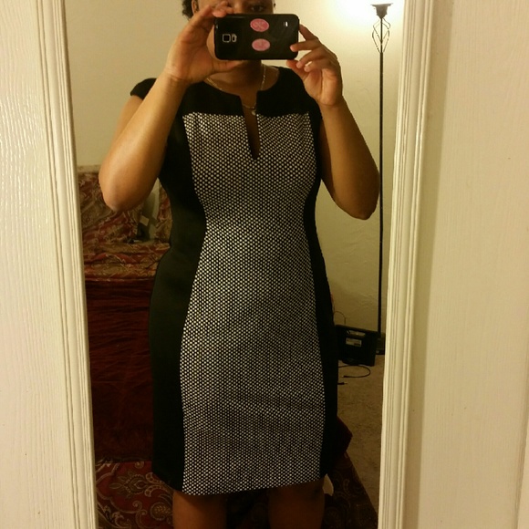 Black and white fitted dress