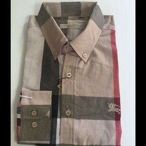 Nwt Burberry slim fit long sleeve men shirt Sz XL