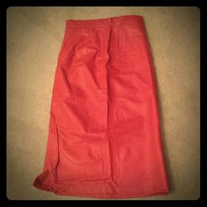Vintage Red Leather Pencil Skirt