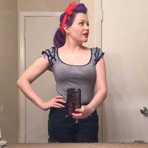 ⚓️ Nautical Striped Tee w/ Triple Ruffle Sleeves