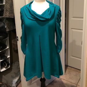 Rouched Teal Tunic