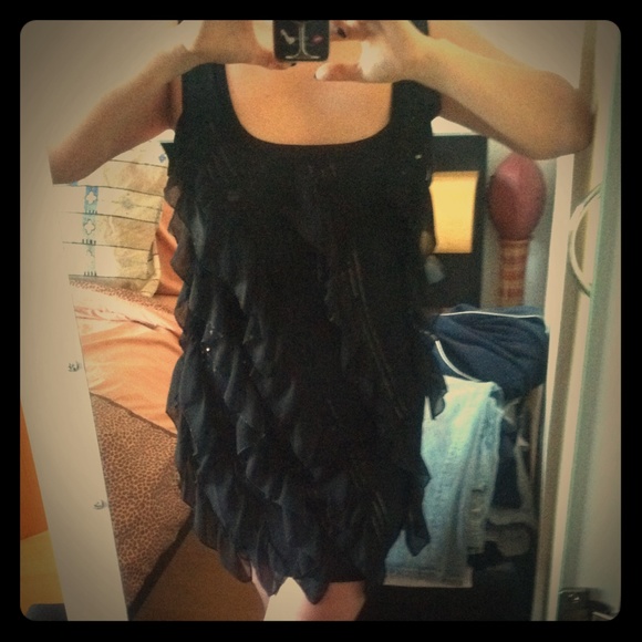 Viscose/Nylon Ruffle Sequin Dress/Top