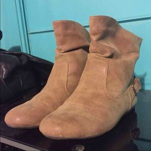 Tan Slouched Ankle Boots
