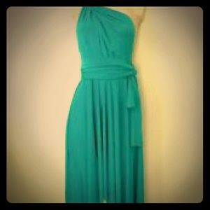 7 way dress from Victoria's Secret in teal.