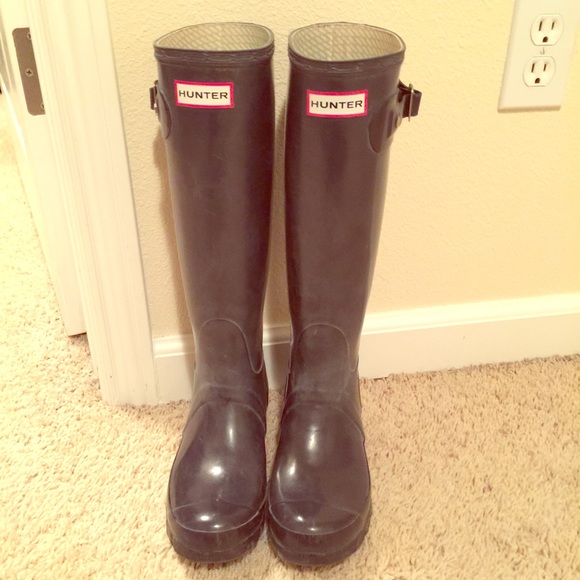Navy Glossy Hunter Boots
