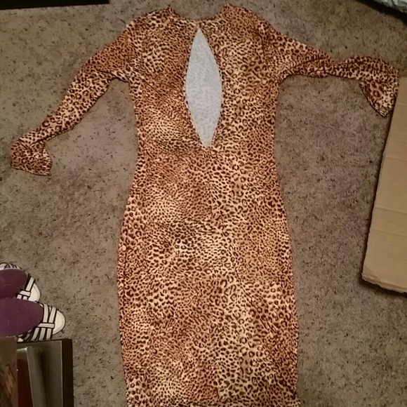 Animal Print Open Back Bodycon Dress - Picture 2 of 4