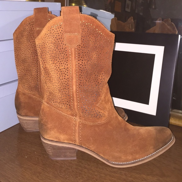 BCBG Genuine Leather Cowboy Boots