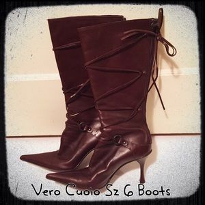 Vera Cuoio Italian Made Brown Leather Boots Size 6