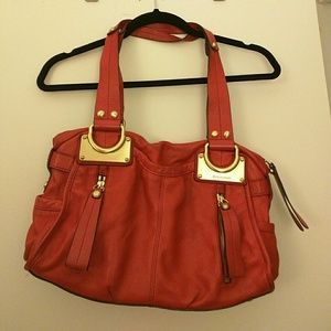 B Makowsky Red Leather Handbag