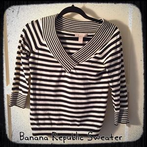 Banana Republic Striped V-neck Sweater Size Medium
