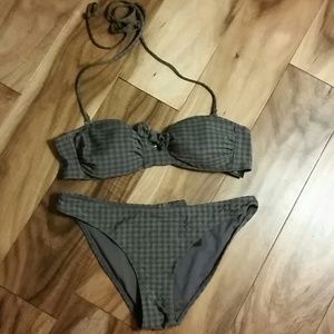 Grey plaid bikini with bows