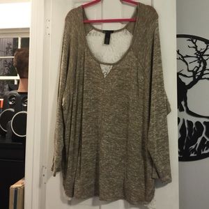 Tan sweater with lace detail