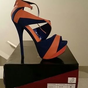 Liliana Orange And Blue Heels