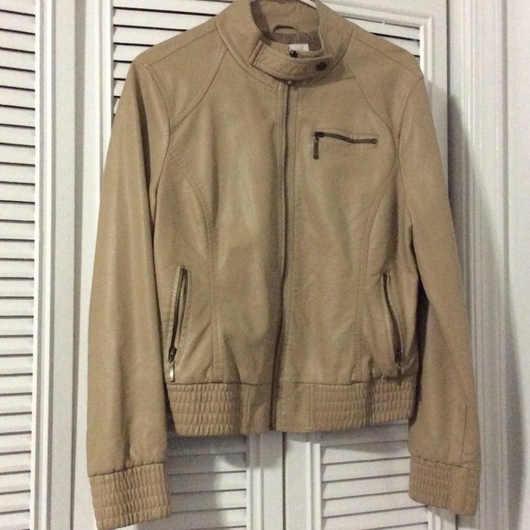 F21 camel faux leather coat