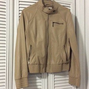F21 camel faux leather coat