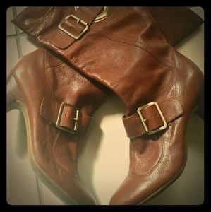 BCBG Camel calf length leather boots!