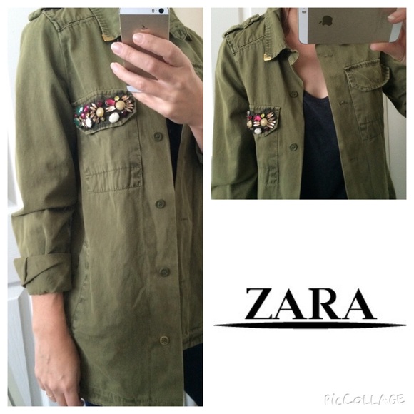 zara green military jacket