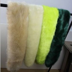 Big faux fox fur shawl light green