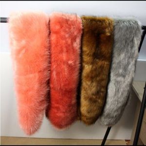 Big faux fox fur shawl orange pink