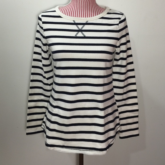 GAP Elbow Patch Sweater Navy Stripe SMALL