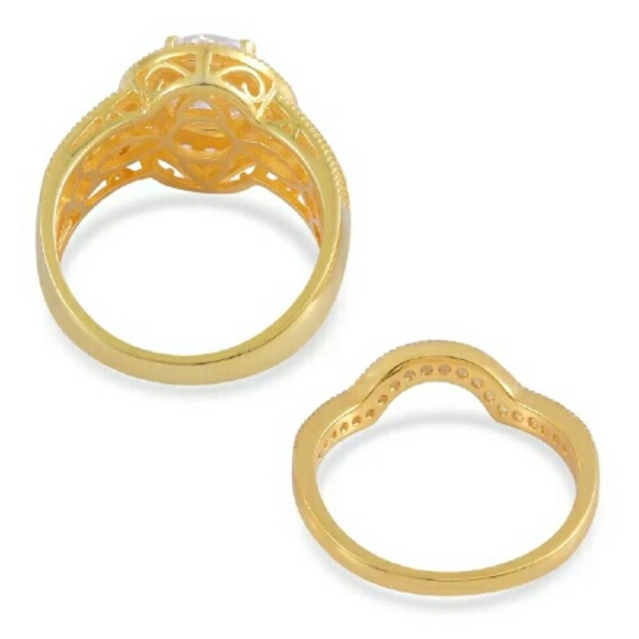 14k OVERLAY-925-STERLING💎ENGAGEMENT💍SET🌸 - Picture 2 of 4