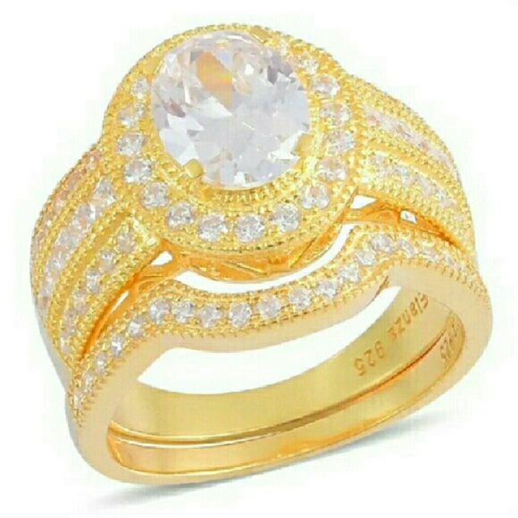 14k OVERLAY-925-STERLING💎ENGAGEMENT💍SET🌸 - Picture 4 of 4