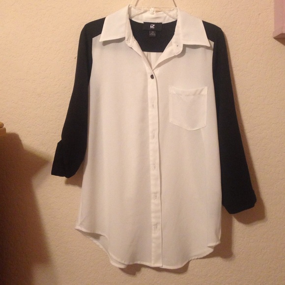 Black & white sheer top