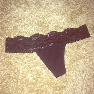 Pink Black Laced Thong