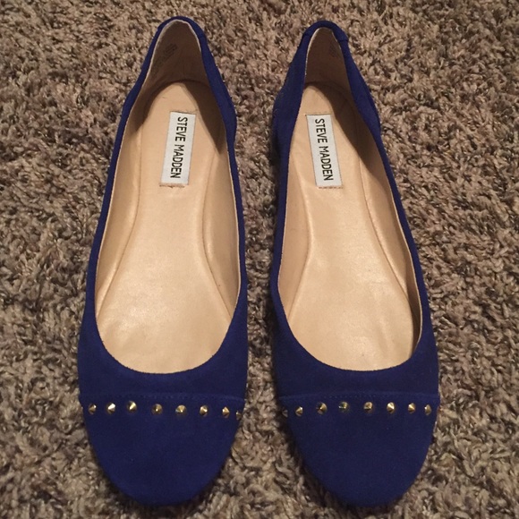 Steve Madden Cobalt Blue Suede Studded Flats