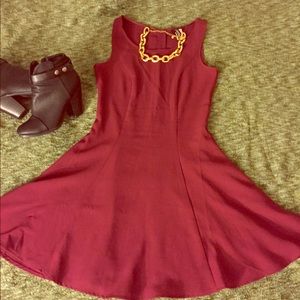 Maroon fit & flair dress